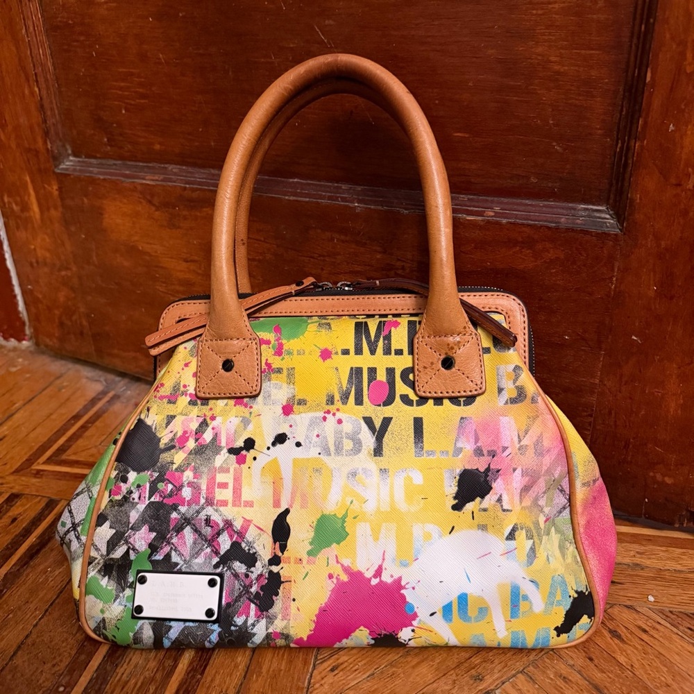 Rare L.A.M.B. Y2K Gwen Stefani Graffiti Print Satchel Handbag